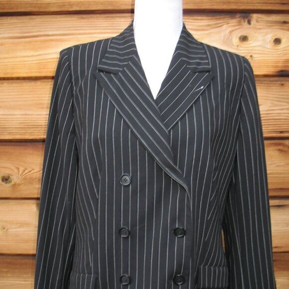 Vintage Piazza Sempione Stretch Wool Pinstripe Double Breasted Jacket Blazer L - Picture 5 of 12